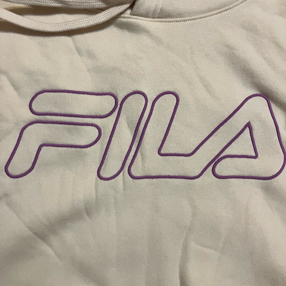 Fila White Hoodie with Purple Outlined Logo